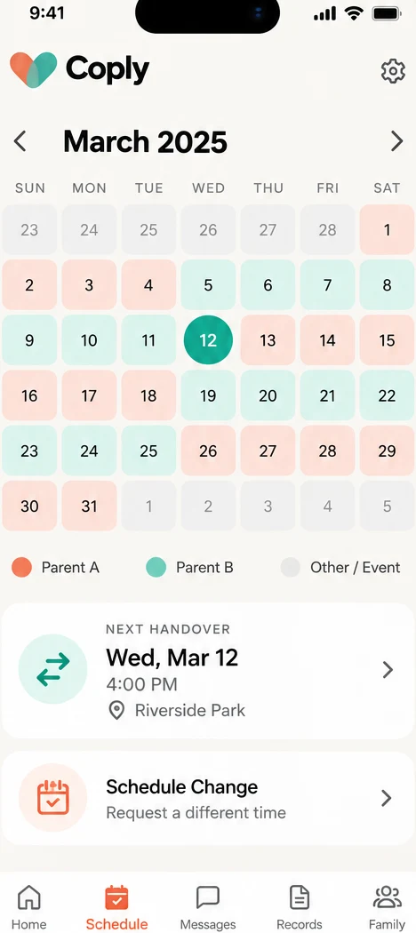 Coply shared family calendar