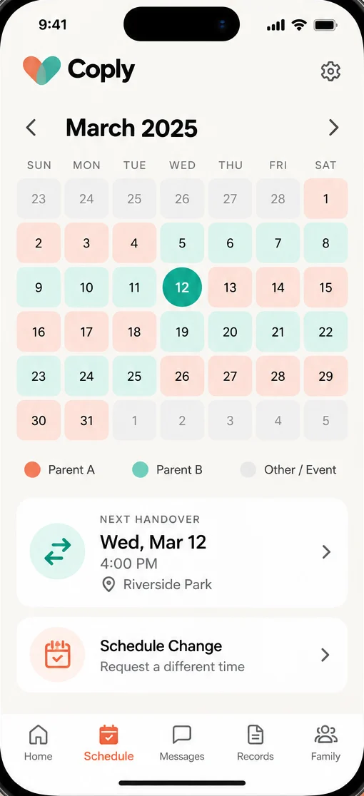 Shared custody and family calendar