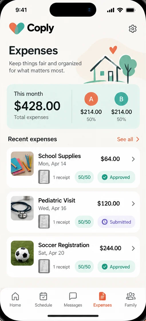 Shared child expense tracker