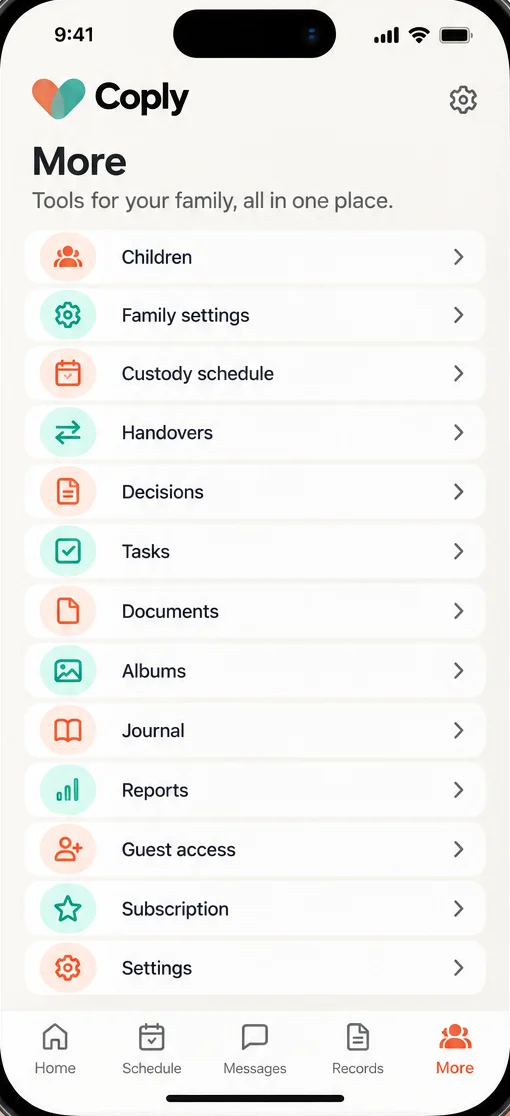 Coply family organisation tools