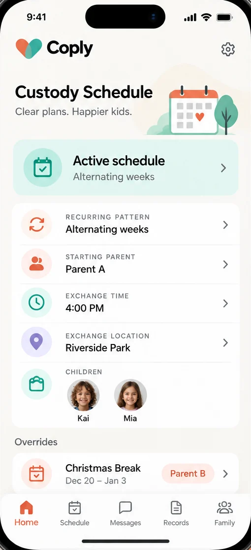 Recurring custody schedule planner