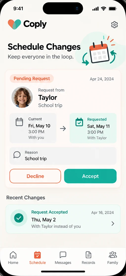 Custody schedule change requests