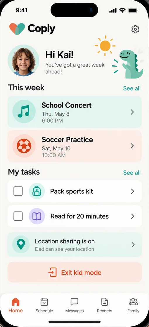 Age-friendly schedule and tasks for children