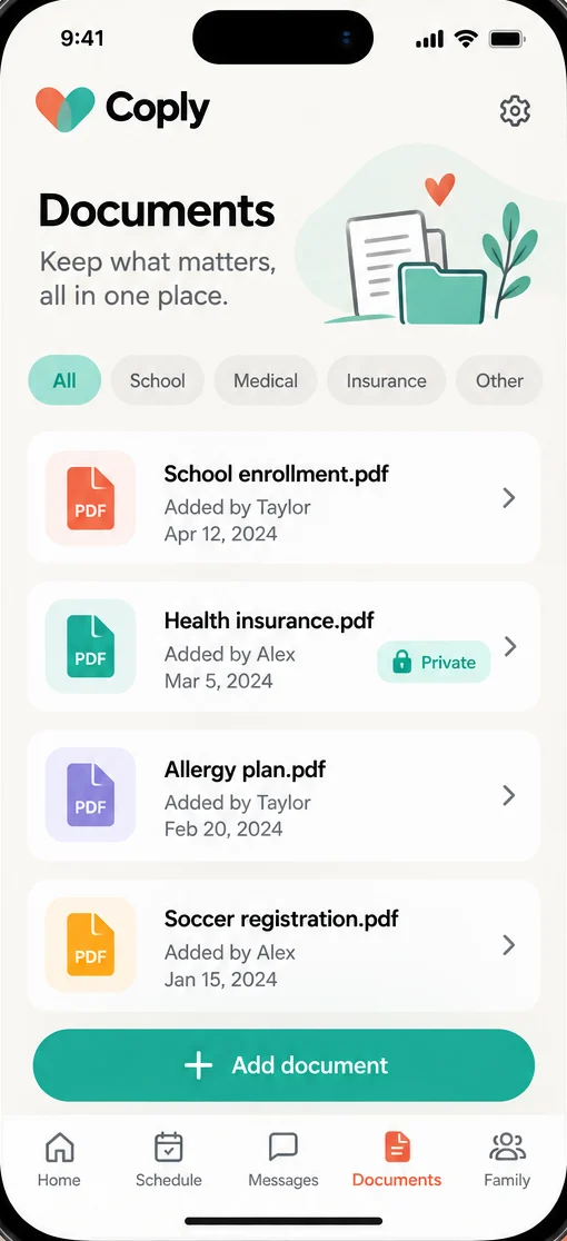 Shared family document storage