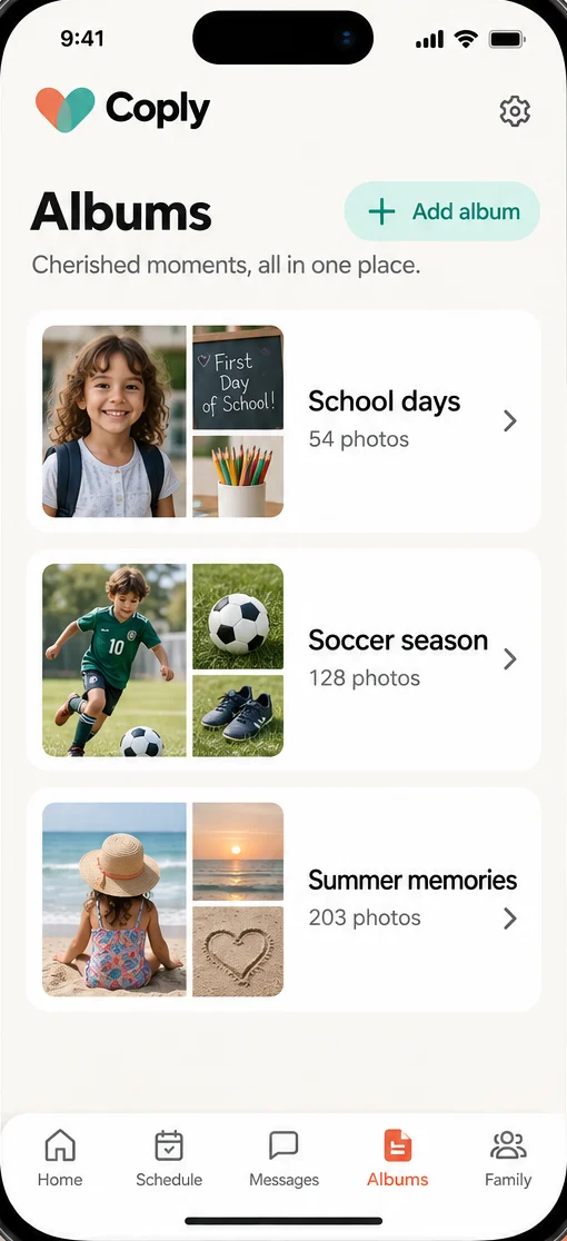 Shared child photo albums