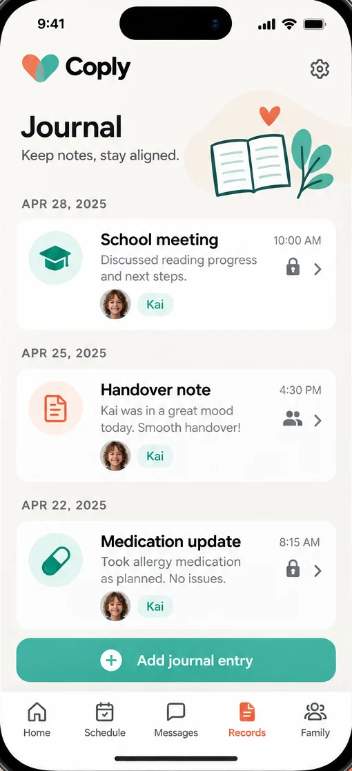 Private and shared family journal