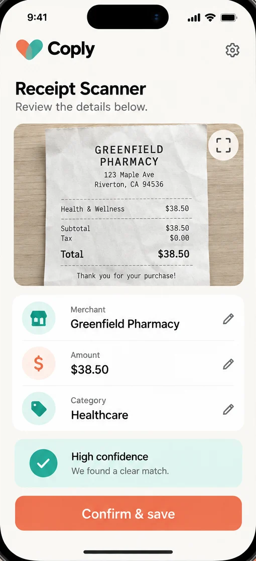 Child expense receipt scanner