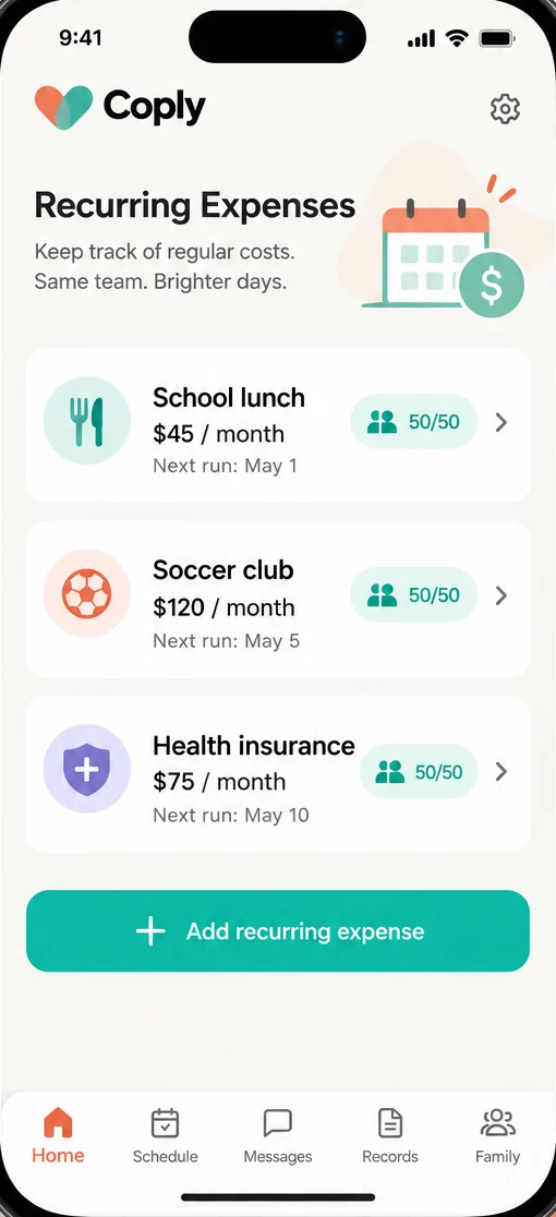 Recurring shared child expenses
